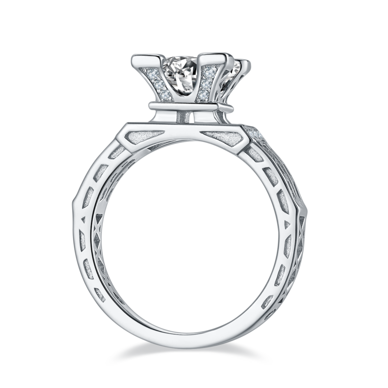 铁塔S925银镀白金MoissaniteWomen's Ring1ctD级